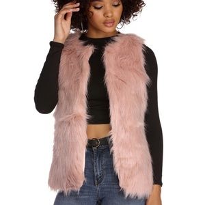 Pink Fur Trim Vest